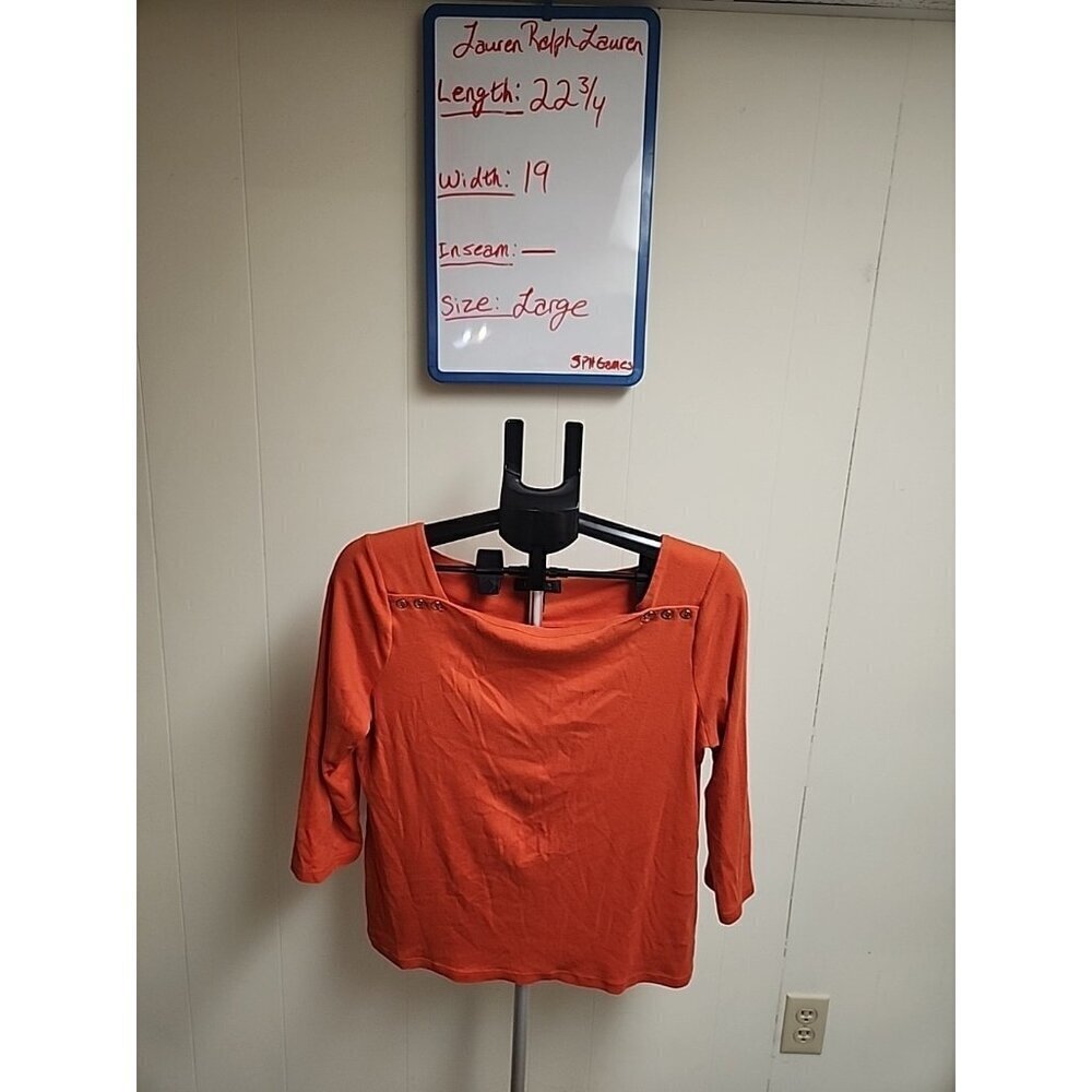 LRL RALPH LAUREN  Women’s Top Orange 3/4 Sleeve Size‎ Large